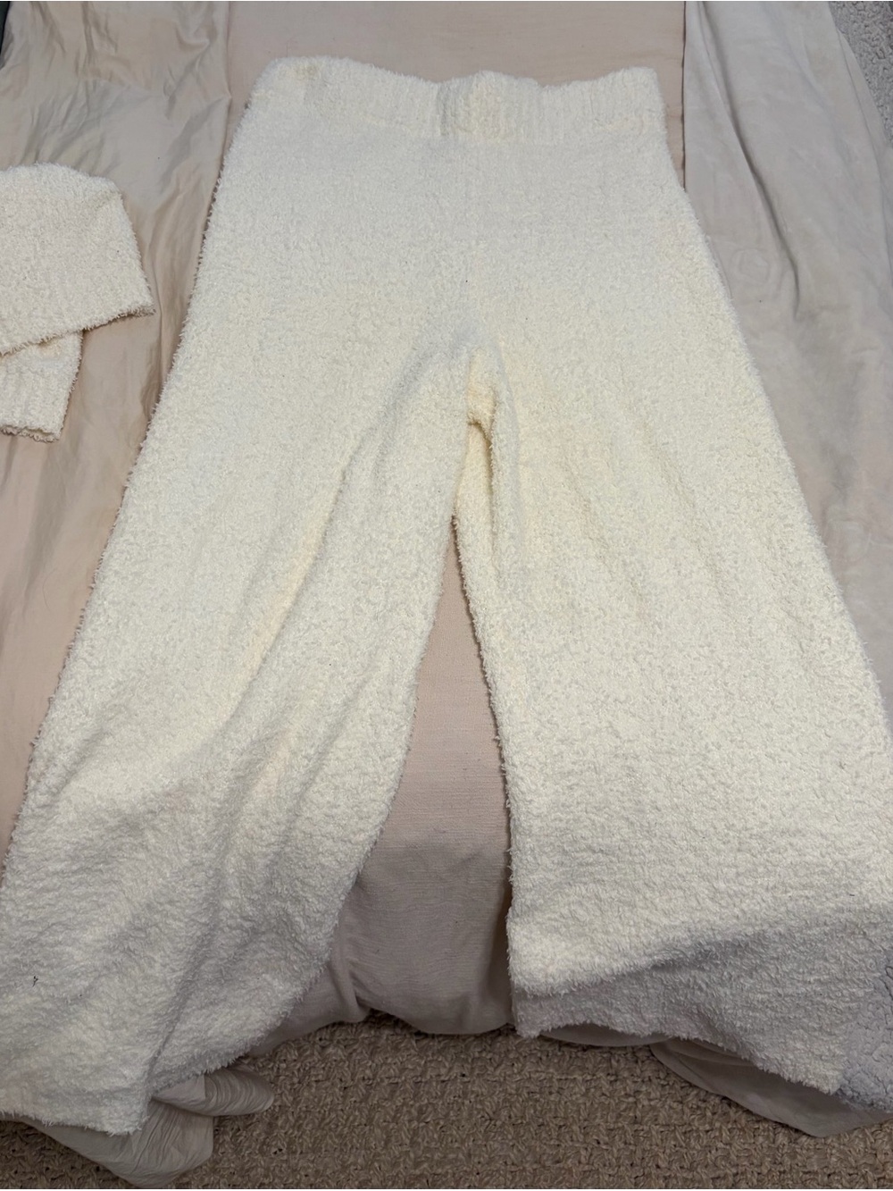 NEVER WORN SKIMS Cozy Plush Wide-Leg Lounge Pants — Cream
